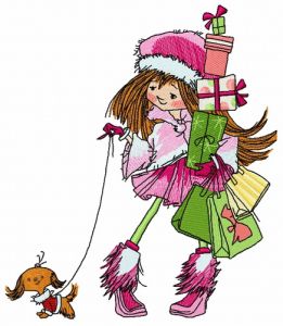 Christmas shopping 5 embroidery design