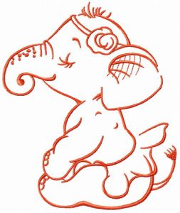 Elephant before perfomance embroidery design
