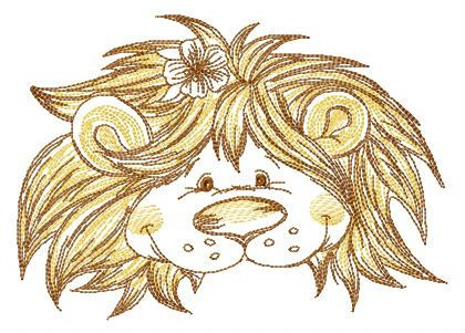 Kind lion muzzle machine embroidery design