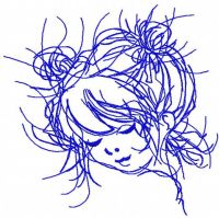 Cute curly girl free embroidery design