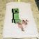 Bath towel with minecraft embroidered design