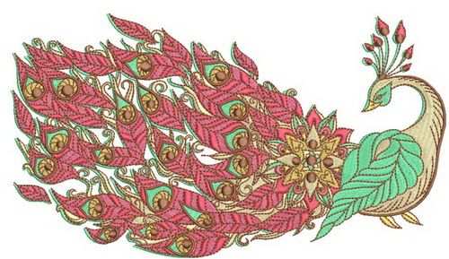 Gorgeous peacock machine embroidery design