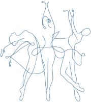Ballerinas trio contour embroidery design