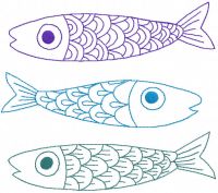 Desenho de bordado grátis com três peixes