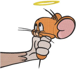 Jerry clenched in a fist embroidery design