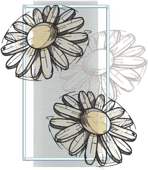 Three daisies embroidery design