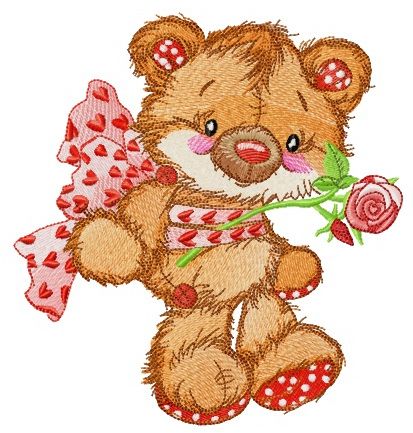 Old bear toy gift machine embroidery design