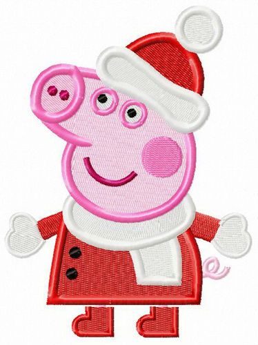 Peppa Pig Santa machine embroidery design