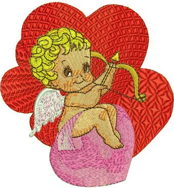 Valentine's Day Cupid machine embroidery design