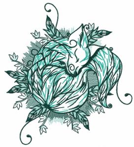 Sleeping fox 5 embroidery design