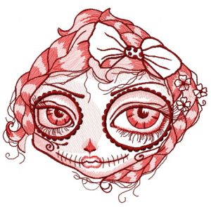 Dead beauty face embroidery design