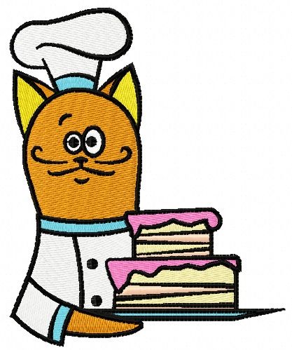 Cat chef 2 machine embroidery design