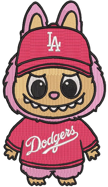 Labubu Dodgers embroidery design