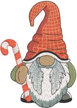 Dwarf with candy cane embroidery design