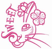Sweet kitten embroidery design