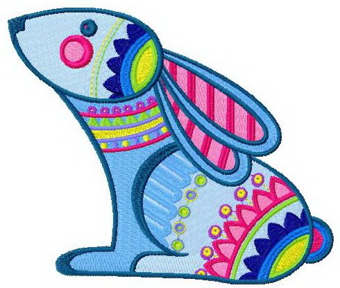 Rainbow bunny machine embroidery design