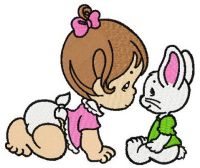 Hello bunny embroidery design