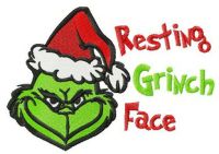 Resting Grinch face horizontal embroidery design