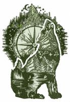 Wolf howl embroidery design