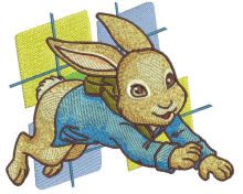 Bunny in a hurry embroidery design