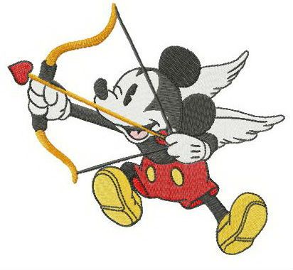 Mickey cupid machine embroidery design