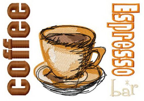 Espresso coffee machine embroidery design
