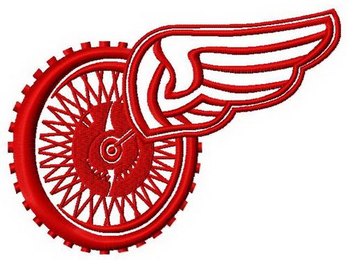 Winged wheel machine embroidery design