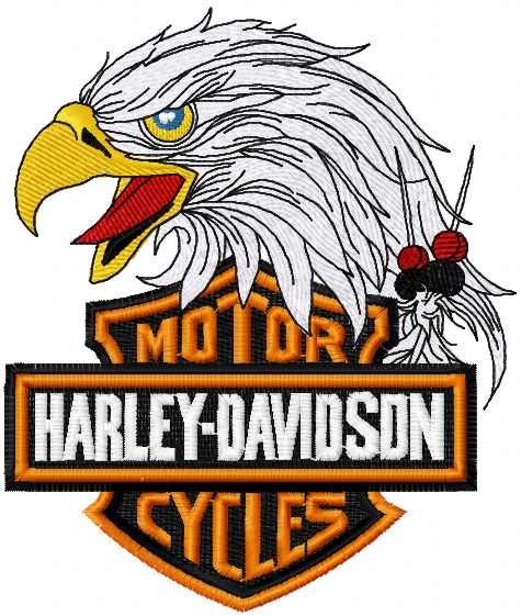 Harley Davidson eagle logo embroidery design 2