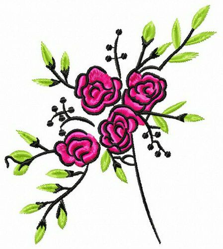 Tiny rose flowers machine embroidery design 