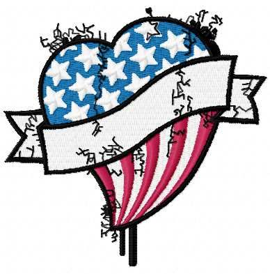 American heart embroidery design 2