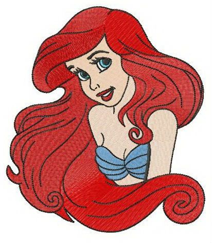 Mermaid Ariel machine embroidery design