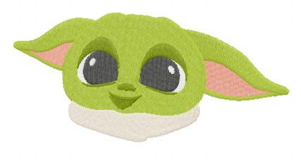 Yoda kid face machine embroidery design