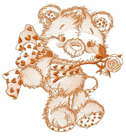 Old bear toy gift sketch machine embroidery design