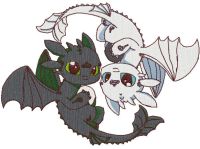 Toothless And Light Fury embroidery design