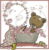 Teddy's bath time embroidery design