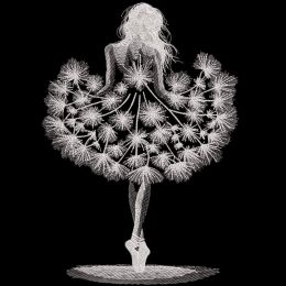 Girl in a dandelion dress embroidery design