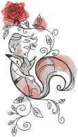 Little prince fox and rose embroidery design