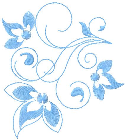 Decoration blue element free embroidery design