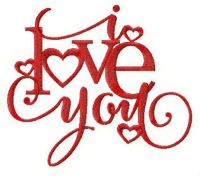 I love you embroidery design