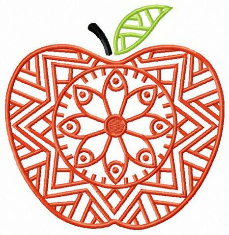 Floral apple machine embroidery design