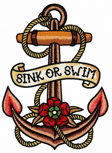 Sink or swim machine embroidery design