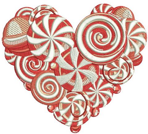 Lollipop heart machine embroidery design