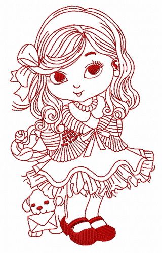 Little cute girl 6 machine embroidery design