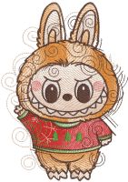 Labubu Christmas Sketch embroidery design