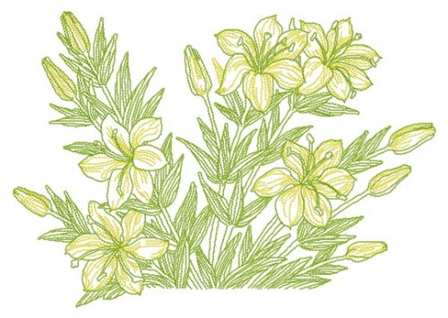 Yellow lilies machine embroidery design