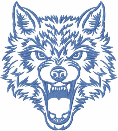 Angry wolf muzzle free embroidery design