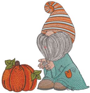 Dwarf found pumpkin embroidery design