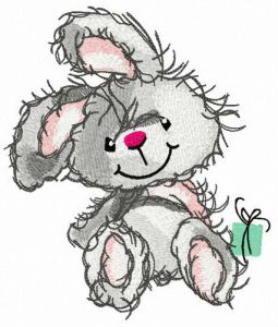 Waiting for big present embroidery design