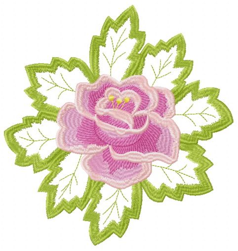 Rose and lace machine embroidery design
