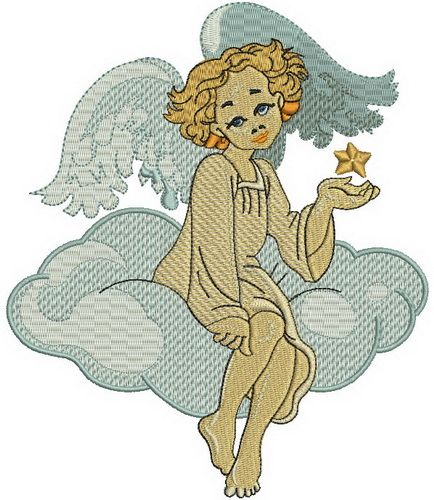 Angel on cloud 2 machine embroidery design